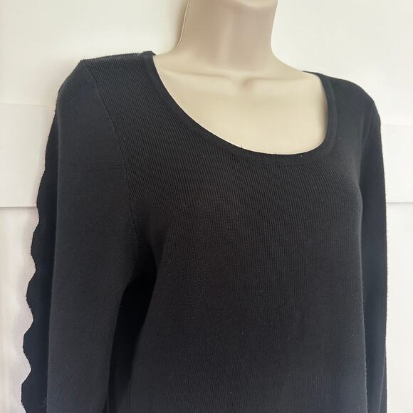 Catherine Malandrino Scoop Neck Sweater Cut Out Details at Sleeves Black Size L - Picture 2 of 12